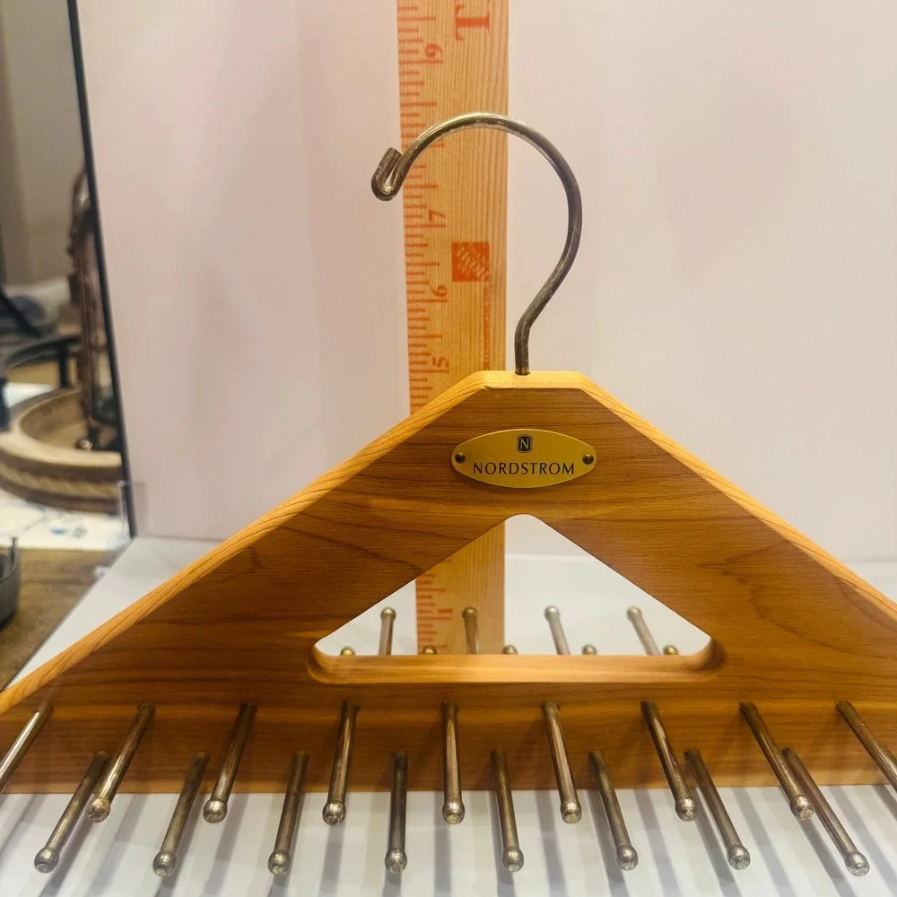 Nordstrom Store Display Hanger Vintage Wood Brass Tie Rack Retail Fixture 90s